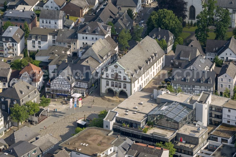 Brilon from the bird's eye view: Downtown historic Town Hall of Brilon in North Rhine-Westphalia