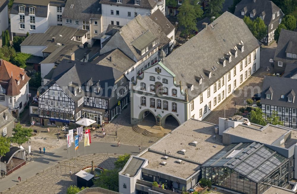 Aerial image Brilon - Downtown historic Town Hall of Brilon in North Rhine-Westphalia