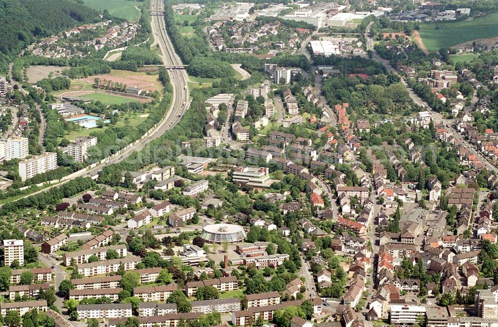 Hohenlimburg / NRW from above - Stadtzentrum Hohenlimburg mit Autobahn. Datum: 26.05.03