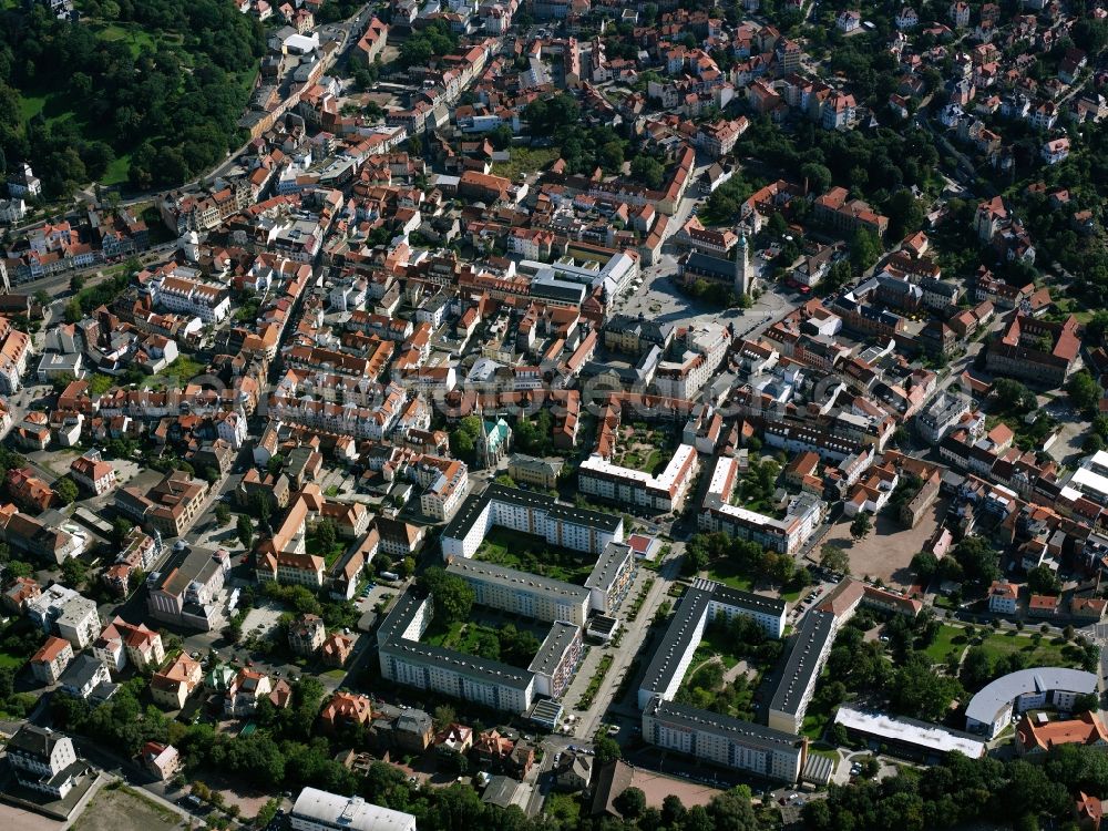 Eisenach from the bird's eye view: Cityscape of the old town center of Eisenach in Thuringia