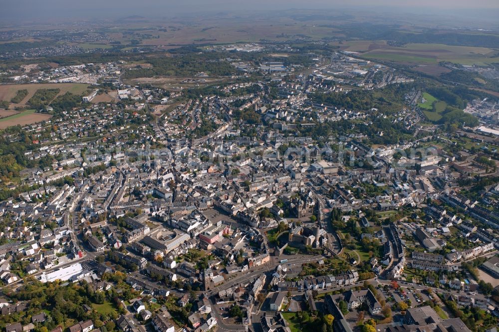 Aerial image Mayen - The city center and downtown Mayen in Rhineland-Palatinate