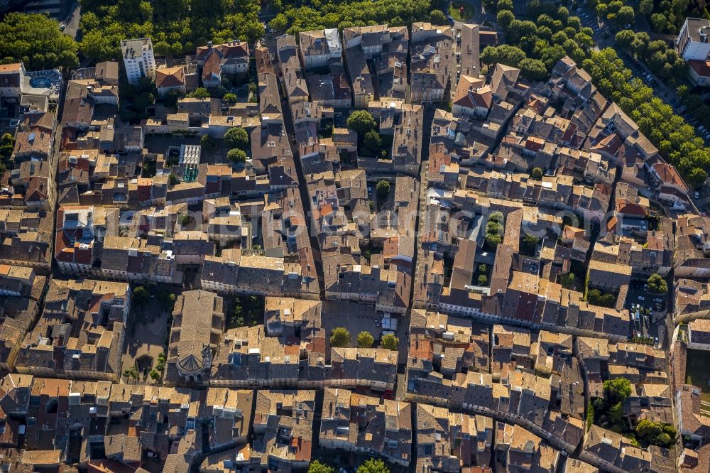 Aerial image Montélimar - City center and downtown Montelimar in the province of Rhone-Alpes in France