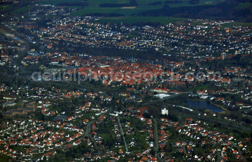 Osterode am Harz from the bird's eye view: The City center and downtown Osterode am Harz in Saxony-Anhalt