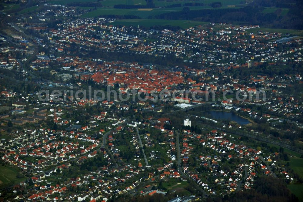 Osterode am Harz from the bird's eye view: The City center and downtown Osterode am Harz in Saxony-Anhalt