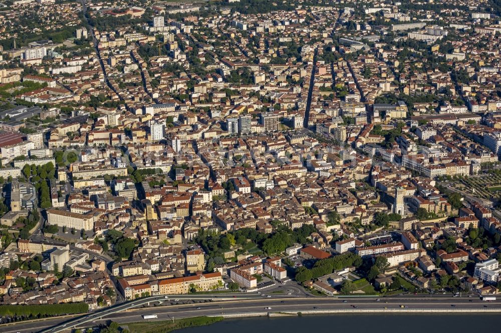 Valence from the bird's eye view: City center and downtown in Valence in France