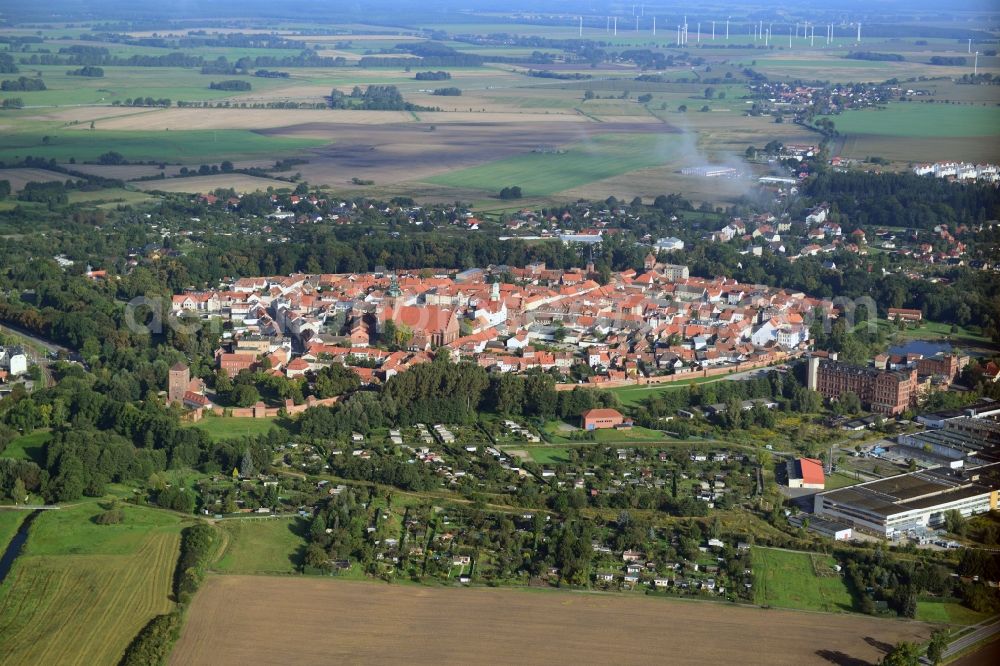 Aerial image Wittstock/Dosse - City center downtown in Wittstock / Dosse in Brandenburg