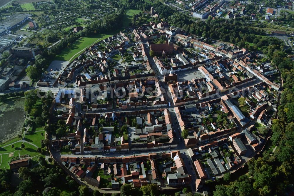 Aerial image Wittstock/Dosse - City center downtown in Wittstock / Dosse in Brandenburg