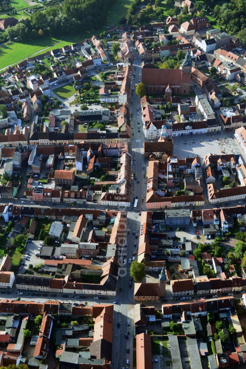 Wittstock/Dosse from above - City center downtown in Wittstock / Dosse in Brandenburg