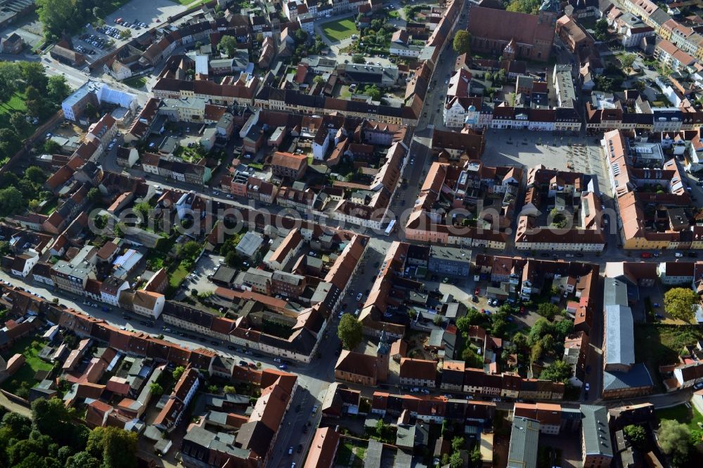 Wittstock/Dosse from the bird's eye view: City center downtown in Wittstock / Dosse in Brandenburg