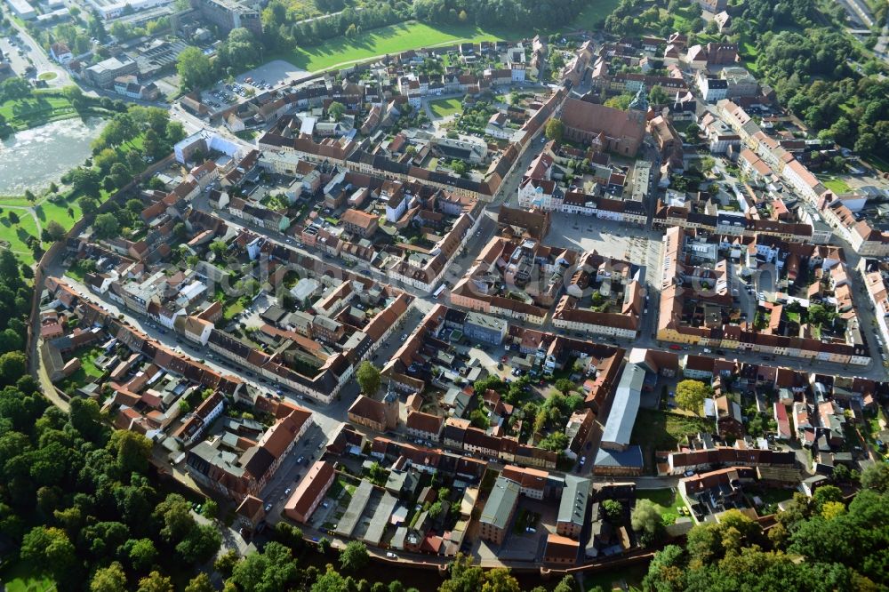 Aerial image Wittstock/Dosse - City center downtown in Wittstock / Dosse in Brandenburg