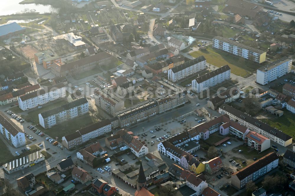 Aerial photograph Woldegk - The city center in the downtown area in Woldegk in the state Mecklenburg - Western Pomerania, Germany