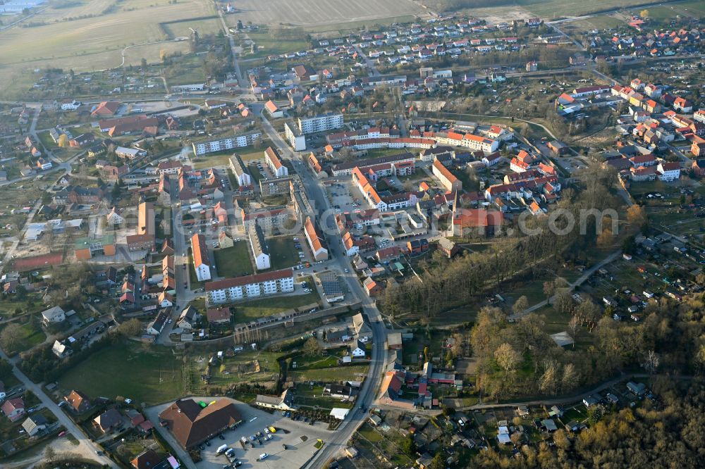 Aerial image Woldegk - The city center in the downtown area in Woldegk in the state Mecklenburg - Western Pomerania, Germany