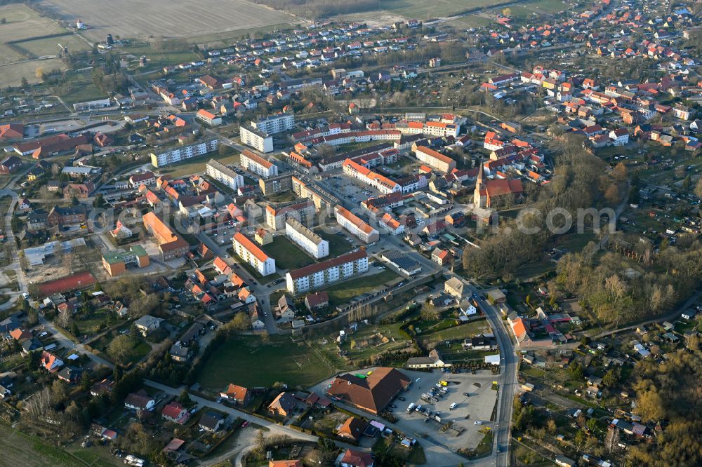 Aerial photograph Woldegk - The city center in the downtown area in Woldegk in the state Mecklenburg - Western Pomerania, Germany