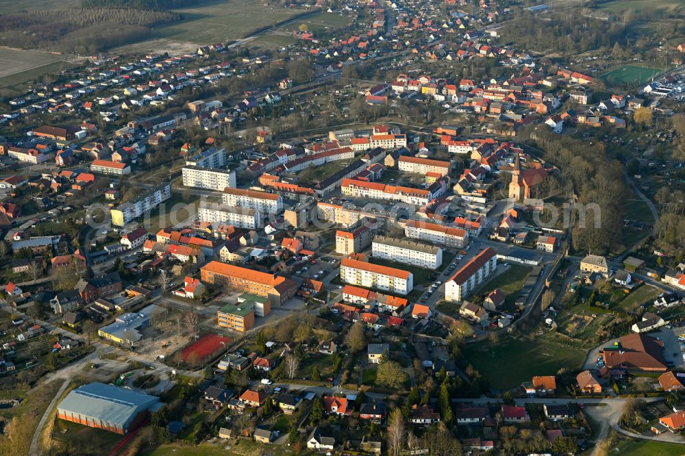 Woldegk from the bird's eye view: The city center in the downtown area in Woldegk in the state Mecklenburg - Western Pomerania, Germany