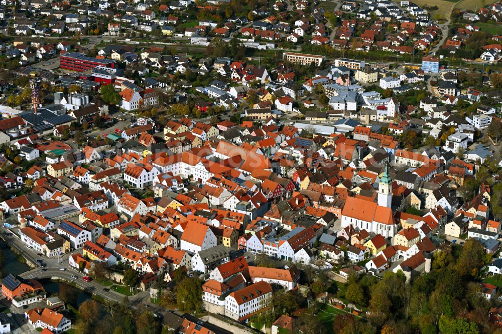 Aerial photograph Abensberg - The city center in the downtown area in Abensberg in the state Bavaria, Germany