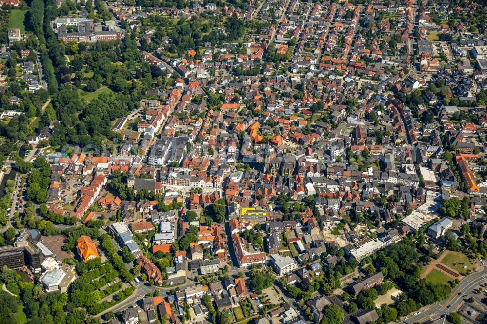 Aerial photograph Ahlen - The city center in the downtown area in Ahlen in the state North Rhine-Westphalia, Germany