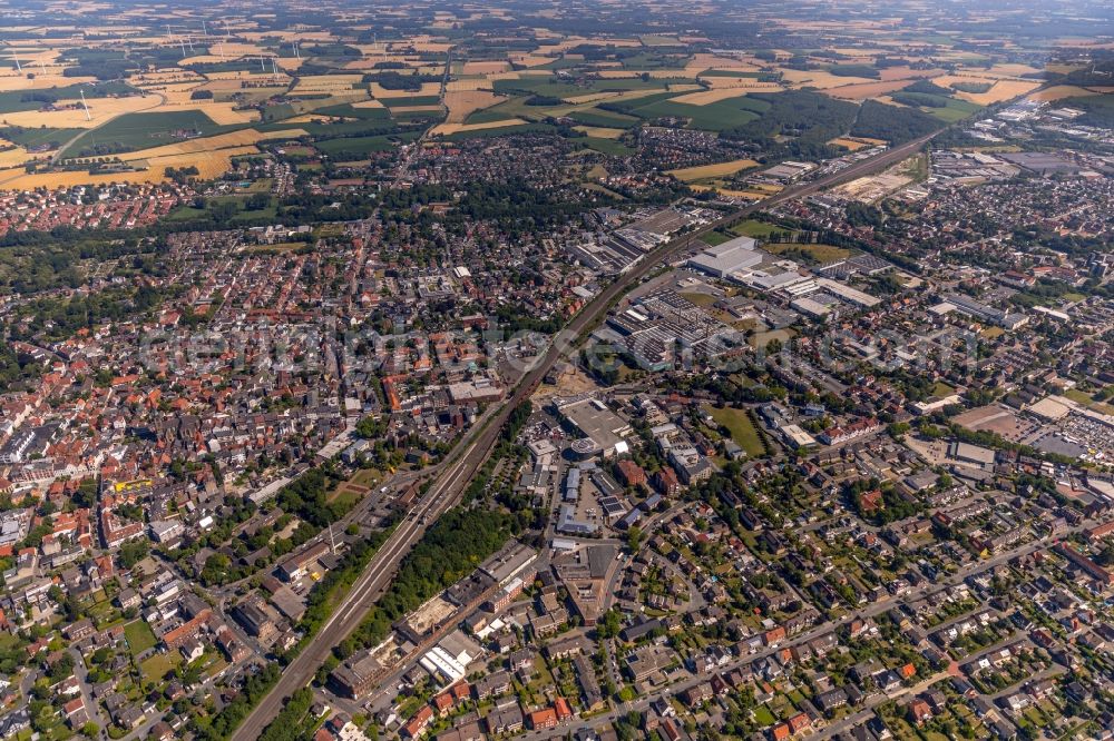 Ahlen from the bird's eye view: The city center in the downtown area in Ahlen in the state North Rhine-Westphalia, Germany