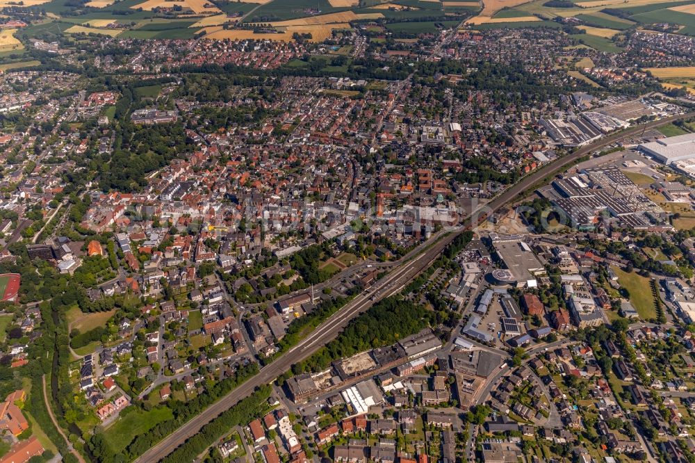 Aerial image Ahlen - The city center in the downtown area in Ahlen in the state North Rhine-Westphalia, Germany