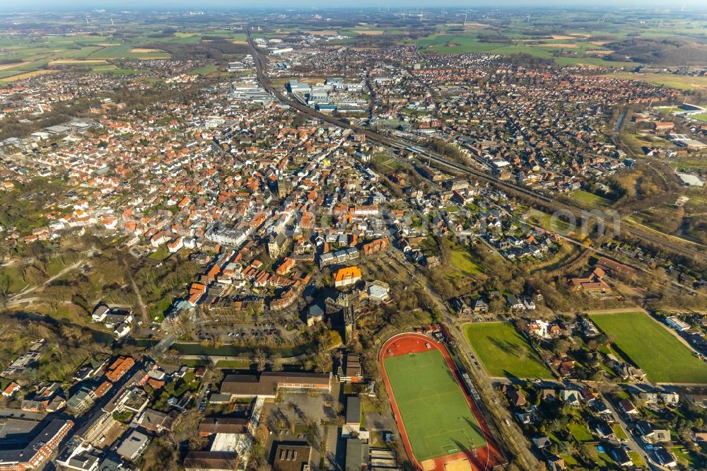 Ahlen from the bird's eye view: The city center in the downtown area in Ahlen in the state North Rhine-Westphalia, Germany