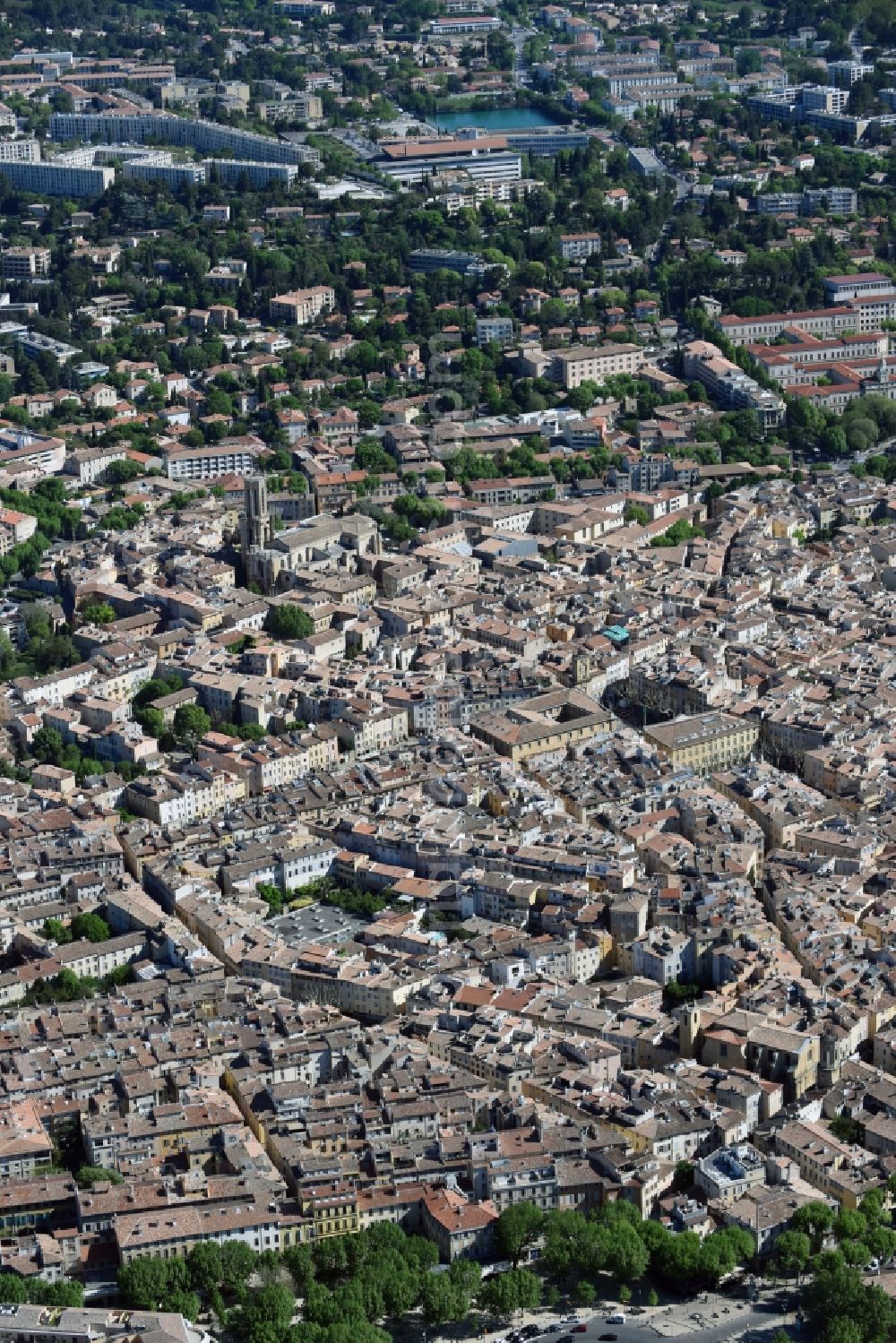 Aix-en-Provence from above - The city center in the downtown are in Aix-en-Provence in Provence-Alpes-Cote d'Azur, France