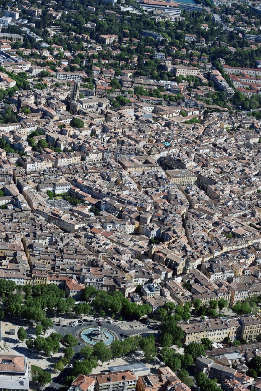 Aix-en-Provence from the bird's eye view: The city center in the downtown are in Aix-en-Provence in Provence-Alpes-Cote d'Azur, France