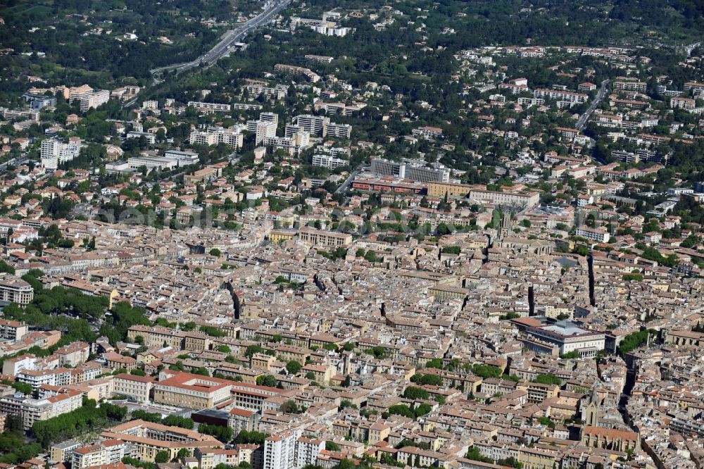 Aerial image Aix-en-Provence - The city center in the downtown are in Aix-en-Provence in Provence-Alpes-Cote d'Azur, France