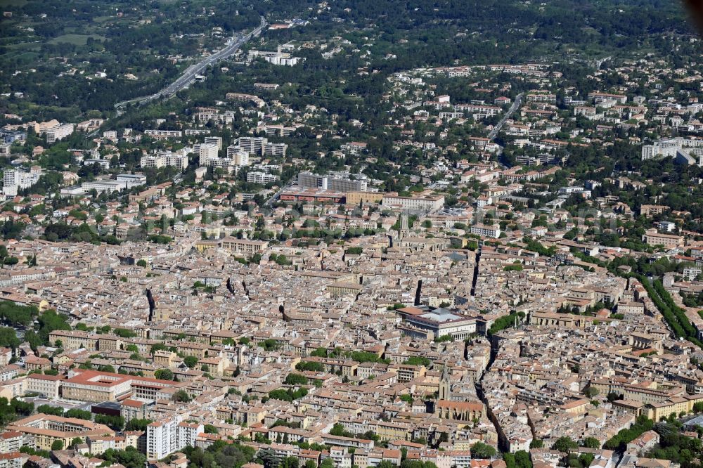 Aix-en-Provence from above - The city center in the downtown are in Aix-en-Provence in Provence-Alpes-Cote d'Azur, France