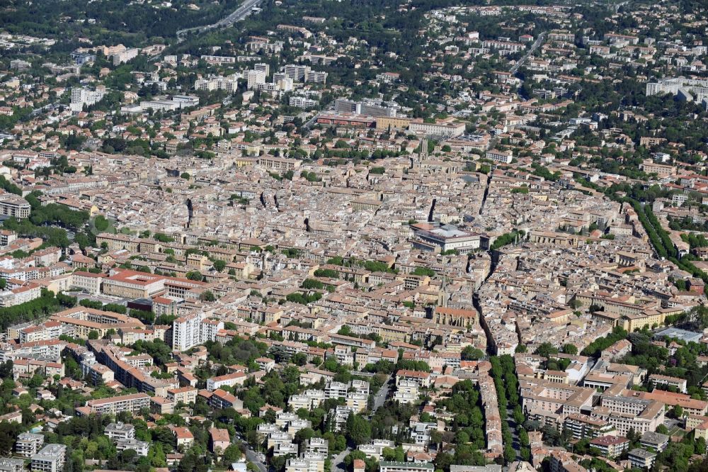 Aix-en-Provence from the bird's eye view: The city center in the downtown are in Aix-en-Provence in Provence-Alpes-Cote d'Azur, France