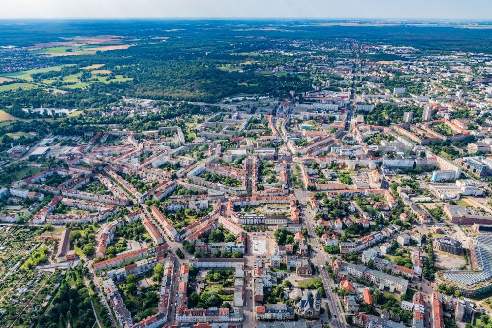 Aerial photograph Dessau - The city center in the downtown area Old Town in Dessau in the state Saxony-Anhalt, Germany