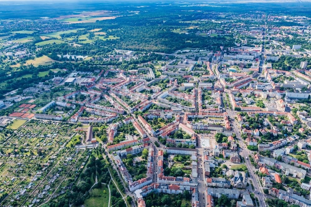 Dessau from above - The city center in the downtown area Old Town in Dessau in the state Saxony-Anhalt, Germany