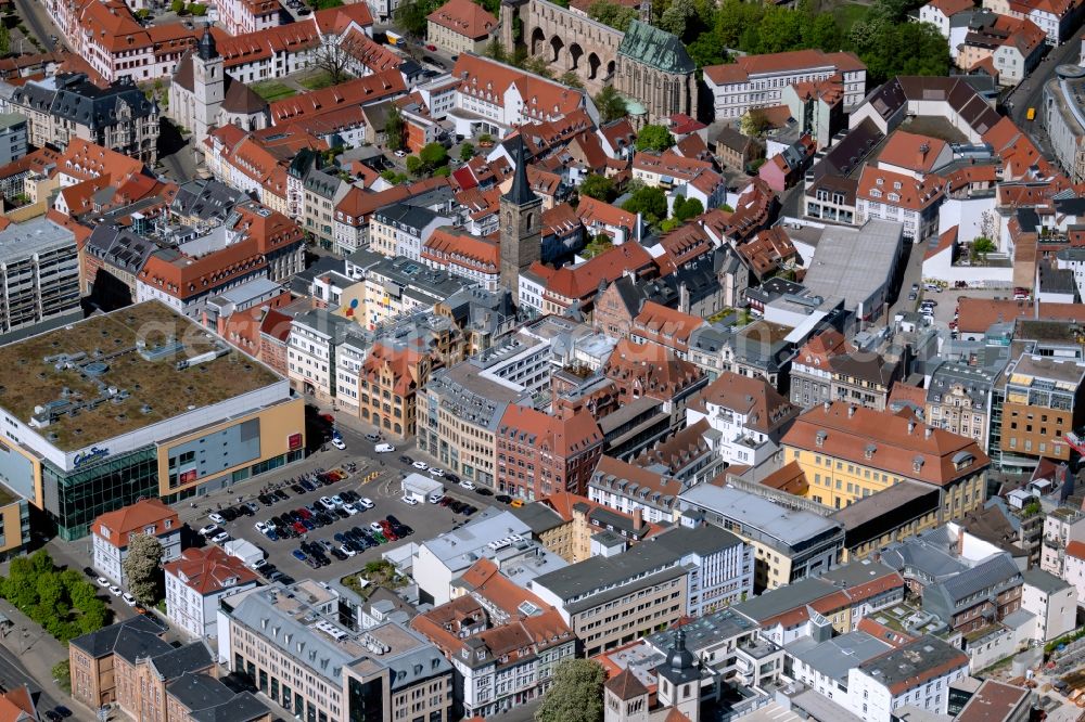 Aerial photograph Erfurt - the city center in the downtown area Anger - Juri-Gagarin-Ring in Erfurt in the state Thuringia, Germany