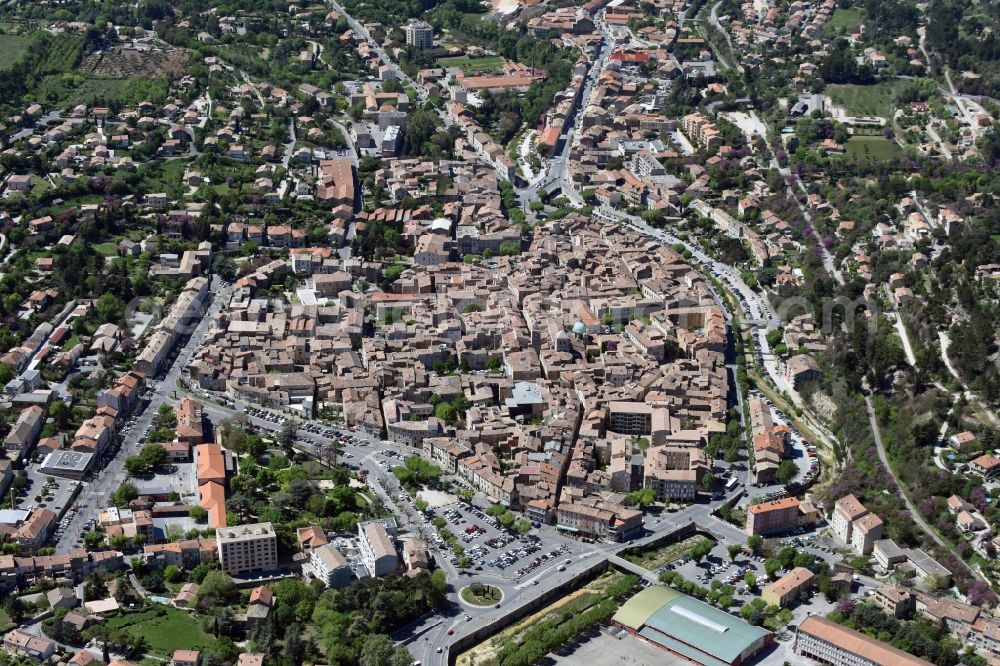 Apt from the bird's eye view: The city center in the downtown are in Apt in Provence-Alpes-Cote d'Azur, France