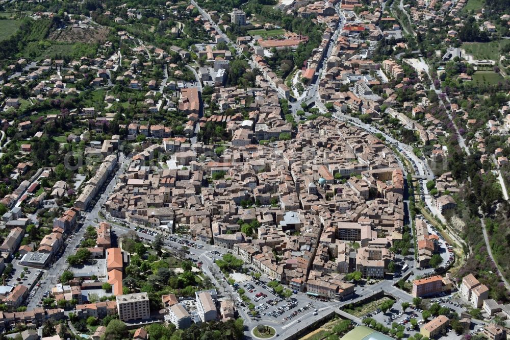 Aerial image Apt - The city center in the downtown are in Apt in Provence-Alpes-Cote d'Azur, France