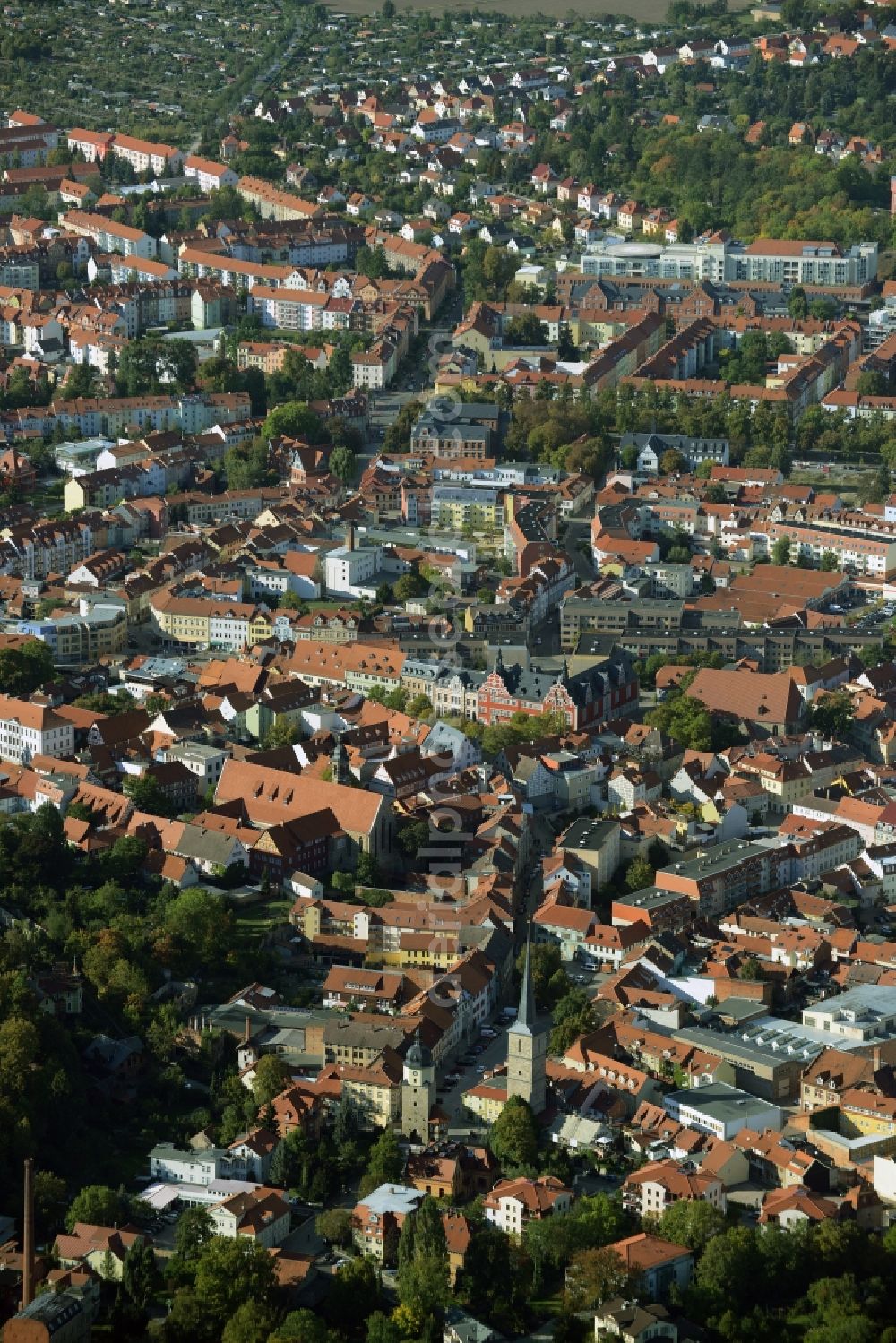 Aerial photograph Arnstadt - The city center in the downtown are in Arnstadt in the state Thuringia