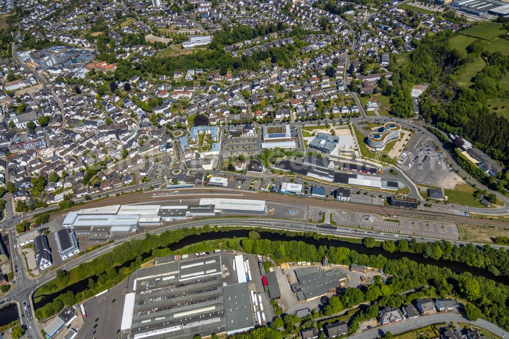 Attendorn from above - The city center in the downtown area in Attendorn in the state North Rhine-Westphalia, Germany