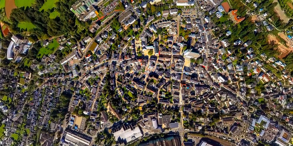 Attendorn from above - The city center in the downtown area in Attendorn in the state North Rhine-Westphalia, Germany