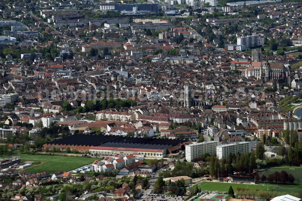 Auxerre from above - The city center in the downtown area in Auxerre in Bourgogne Franche-Comte, France