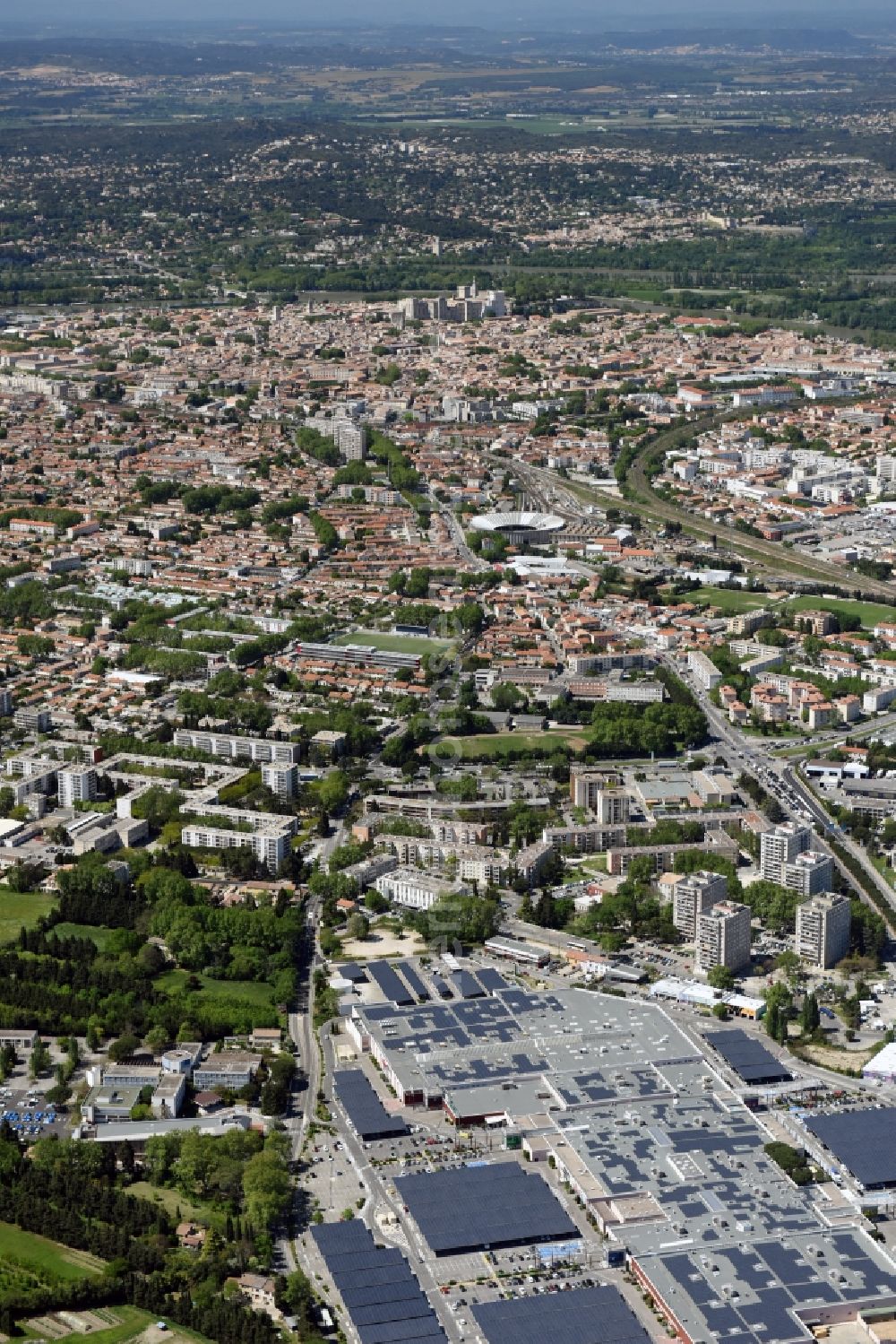 Avignon from above - The city center in the downtown are in Avignon in Provence-Alpes-Cote d'Azur, France