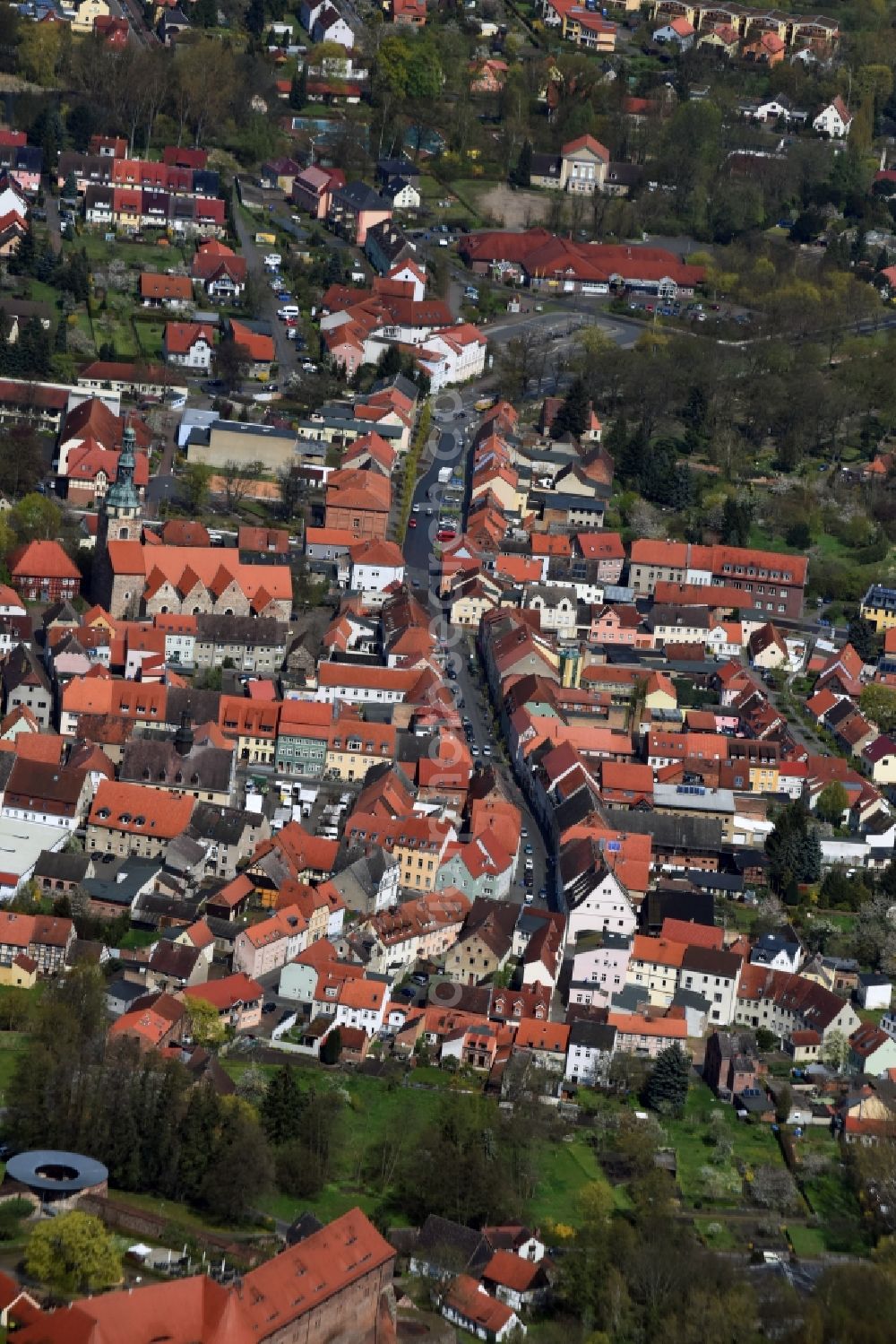 Bad Belzig from above - The city center in the downtown are in Bad Belzig in the state Brandenburg