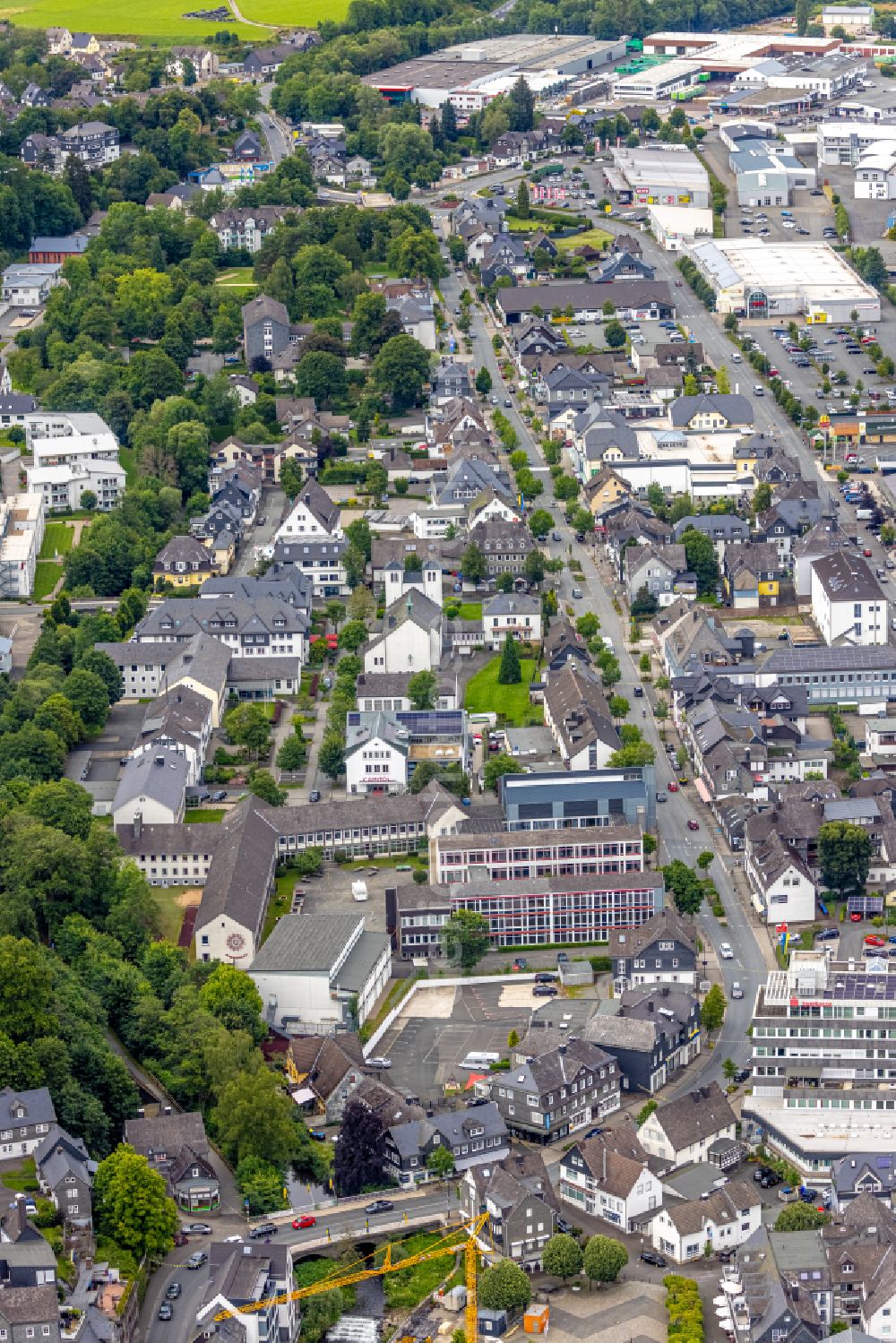 Bad Berleburg from the bird's eye view: The city center in the downtown area in Bad Berleburg at Siegerland in the state North Rhine-Westphalia, Germany