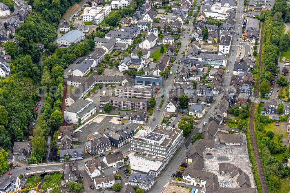 Aerial photograph Bad Berleburg - The city center in the downtown area in Bad Berleburg at Siegerland in the state North Rhine-Westphalia, Germany