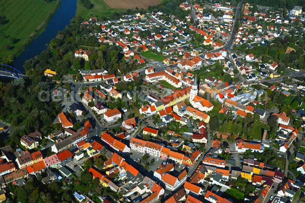 Bad Düben from the bird's eye view: The city center in the downtown area in Bad Dueben in the state Saxony, Germany