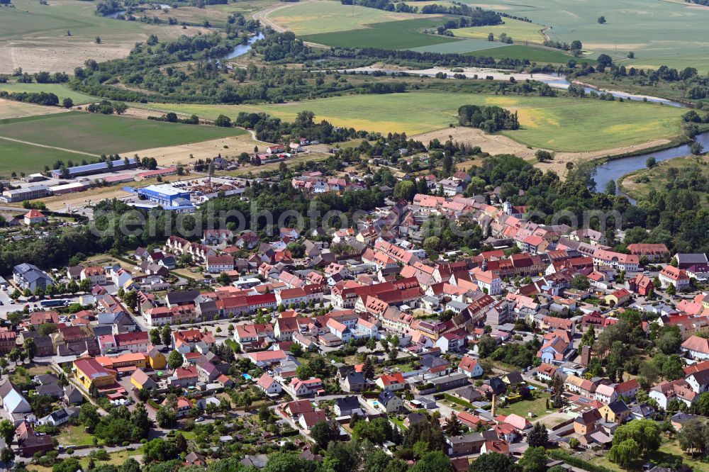 Bad Düben from the bird's eye view: The city center in the downtown area in Bad Dueben in the state Saxony, Germany