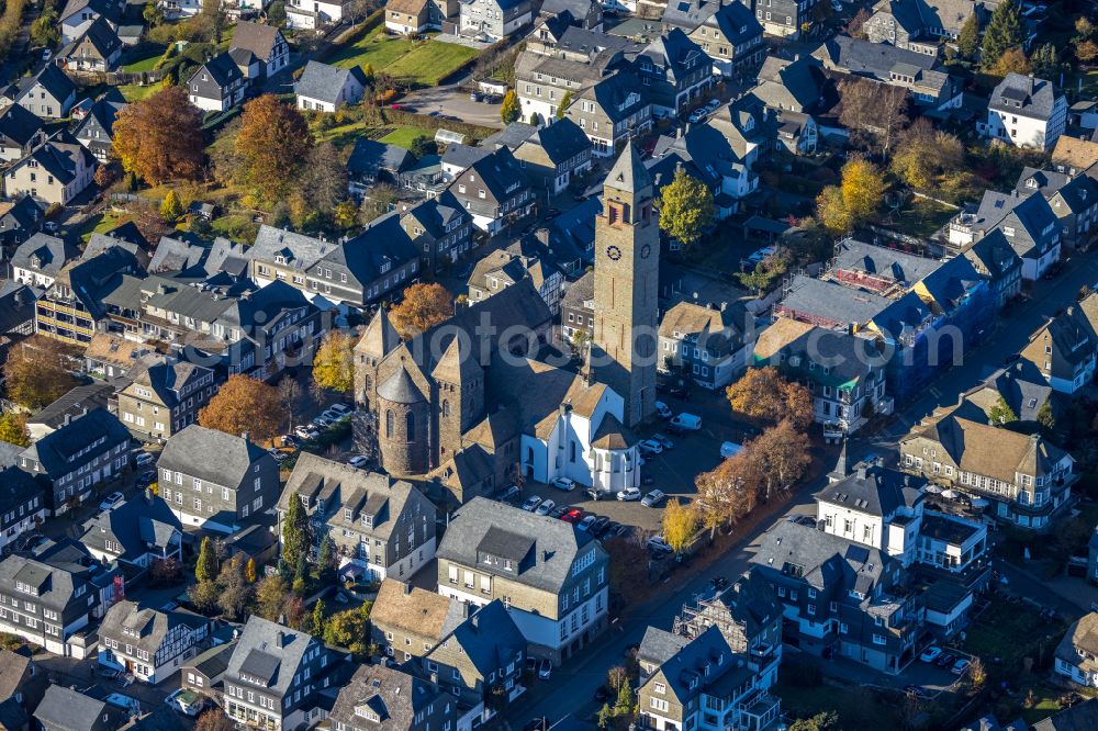 Aerial image Bad Fredeburg - The city center in the downtown area in Bad Fredeburg at Sauerland in the state North Rhine-Westphalia, Germany