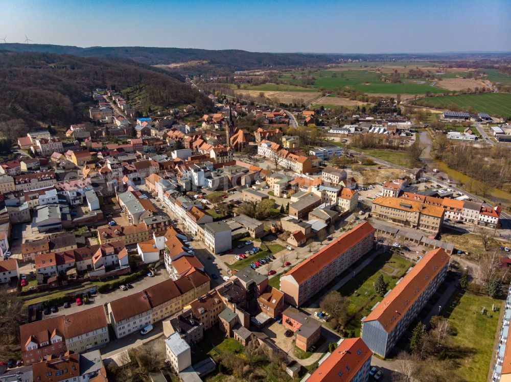 Aerial image Bad Freienwalde (Oder) - The city center in the downtown area in Bad Freienwalde (Oder) in the state Brandenburg, Germany