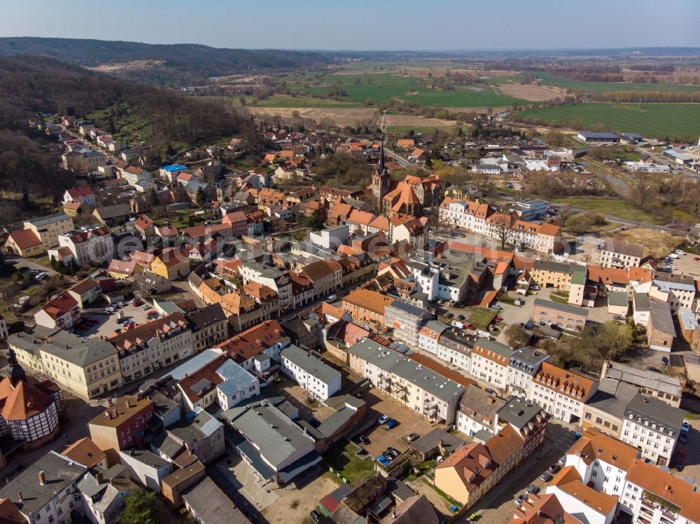 Bad Freienwalde (Oder) from the bird's eye view: The city center in the downtown area in Bad Freienwalde (Oder) in the state Brandenburg, Germany