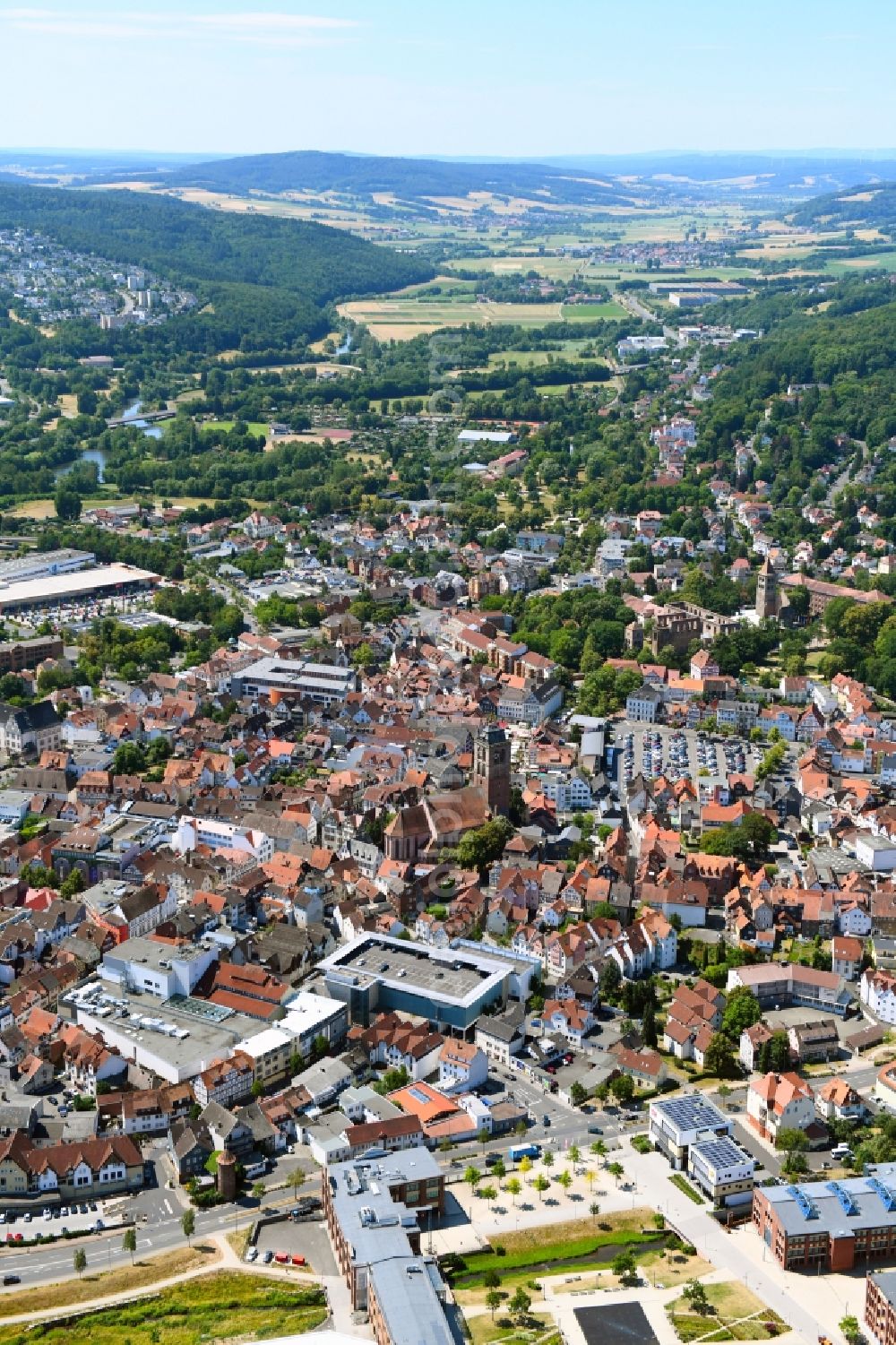 Bad Hersfeld from the bird's eye view: The city center in the downtown area in Bad Hersfeld in the state Hesse, Germany