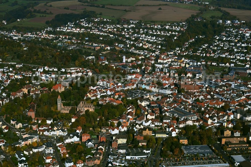 Aerial image Bad Hersfeld - The city center in the downtown area in Bad Hersfeld in the state Hesse, Germany