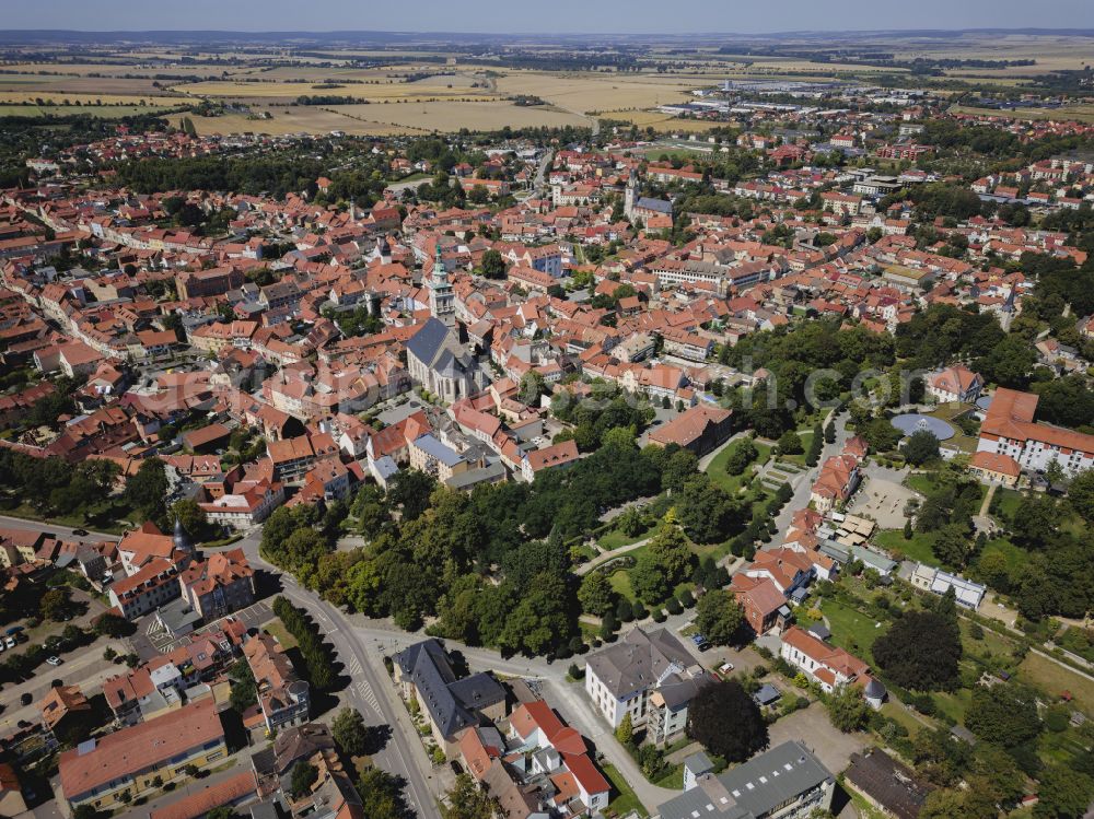 Bad Langensalza from the bird's eye view: The city center in the downtown area in Bad Langensalza in the state Thuringia, Germany