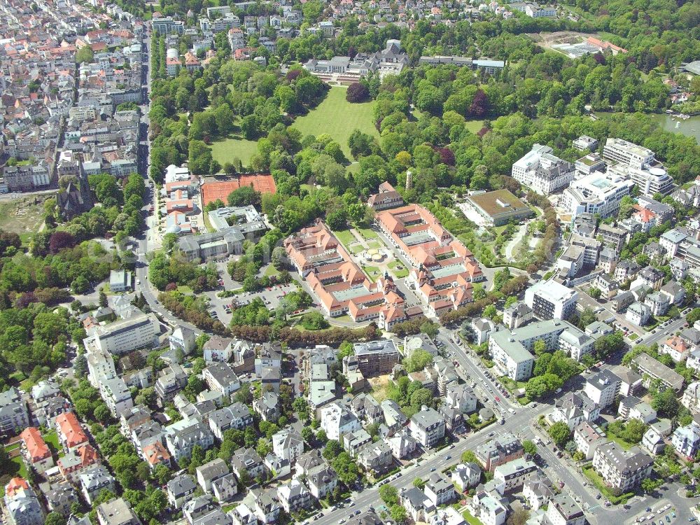 Bad Nauheim from above - The city center in the downtown area in Bad Nauheim in the state Hesse, Germany